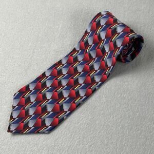 Vintage Jerry Rice Collection One Silk Geometric Tie Red Blue NFL USA